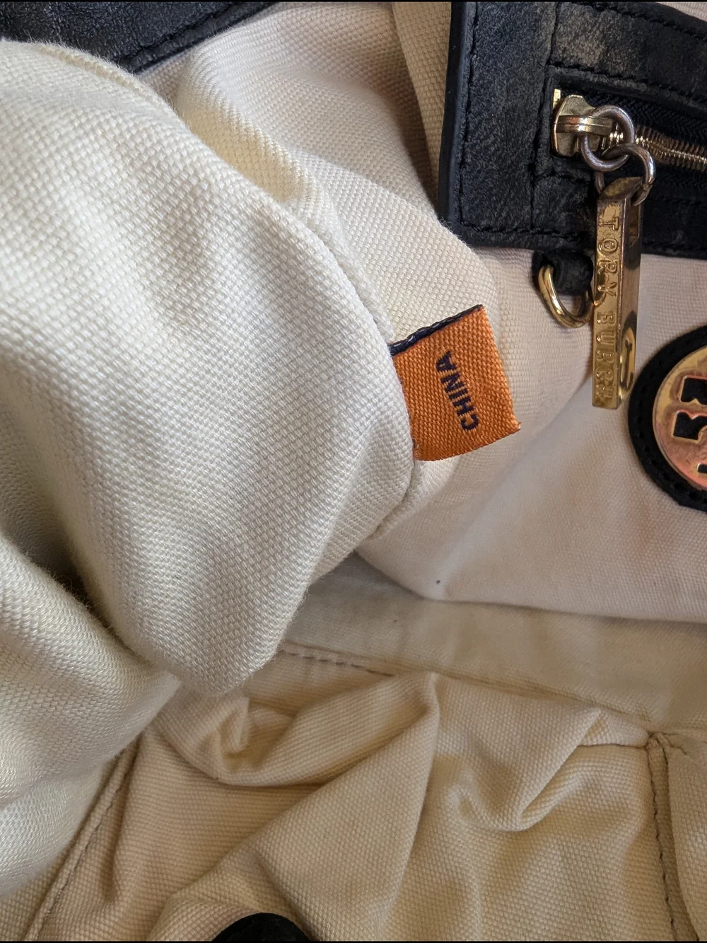 Tory Burch Black Leather Gold-Accent Tassel Tote